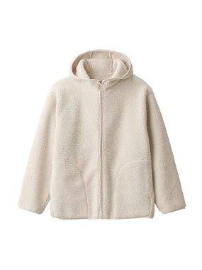 Muji fleece Hooded Sherpa Jacket - Cream